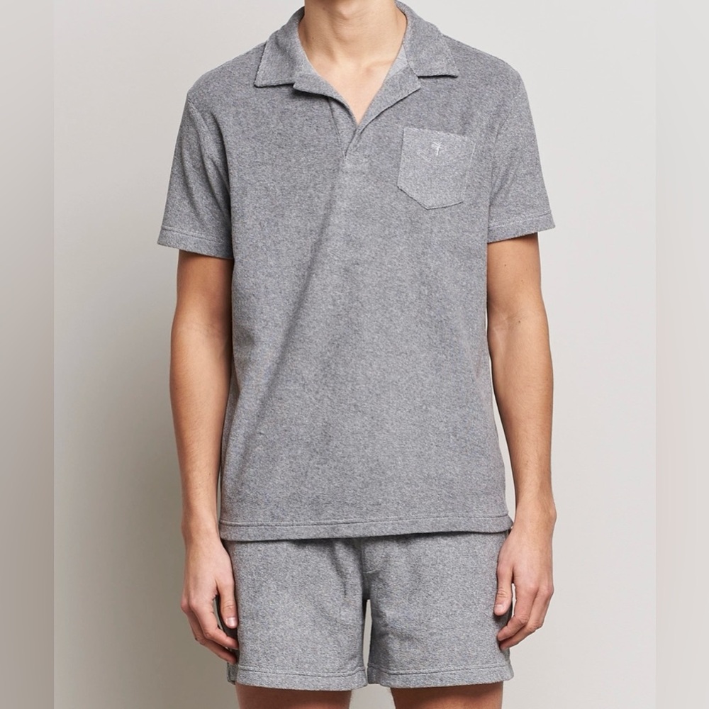 OAS Grey Melange Polo Terry Shirt